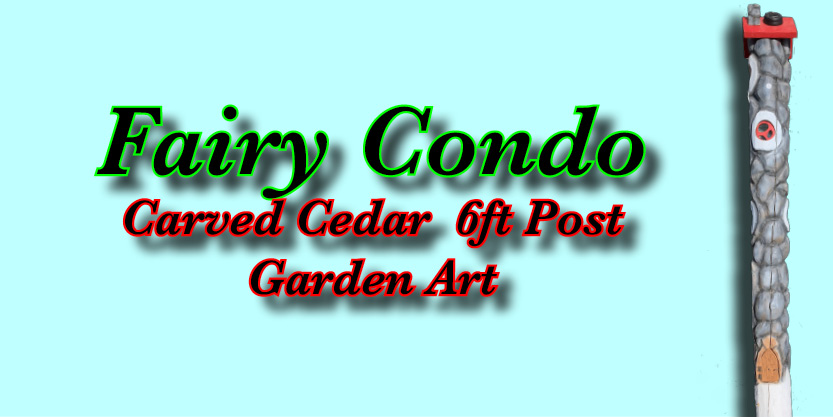 fairy condo, garden art, garden sculpture, deck art, cedar